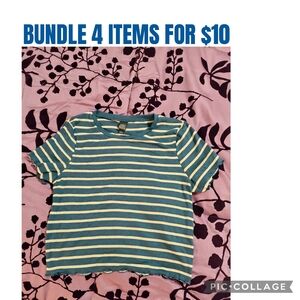 Wild Fable Y2K Striped Lettuce Edge Tee